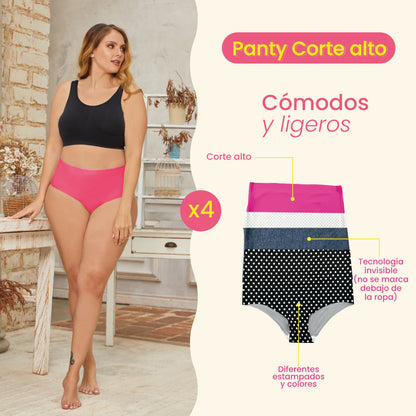 GlamPanties™ - Descubre el Panties Corte Alto Dama - COMBO x4 SURTIDO - SOLO HOY ENVÍO GRATIS Y PAGA AL RECIBIR