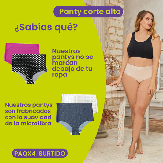 GlamPanties™ - Descubre el Panties Corte Alto Dama - COMBO x4 SURTIDO - SOLO HOY ENVÍO GRATIS Y PAGA AL RECIBIR